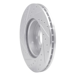 Volkswagen EuroVan Brake Rotor (1) - Front Right - R1 Concepts - Drilled & Slotted - Silver - `96-`00